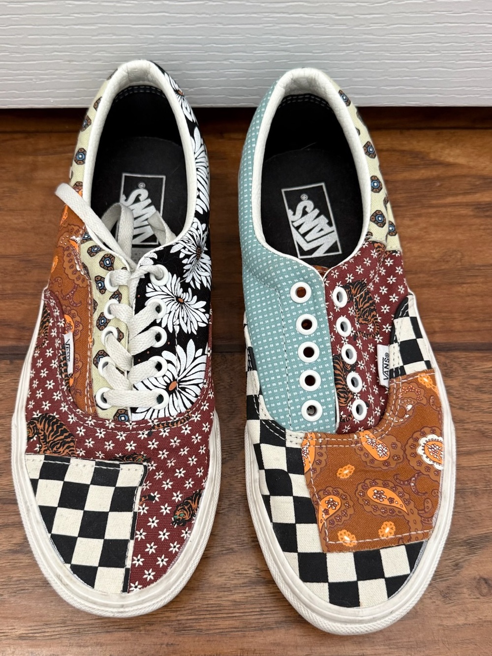 Vans Multicolor Patchwork Low Top Sneakers - Black, White, Orange, Teal, Brown